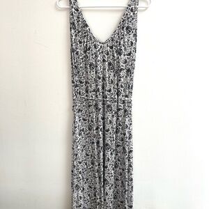 Boden V-Neck Jersey Maxi Dress Black, Gardenia Sprig, Size 6P